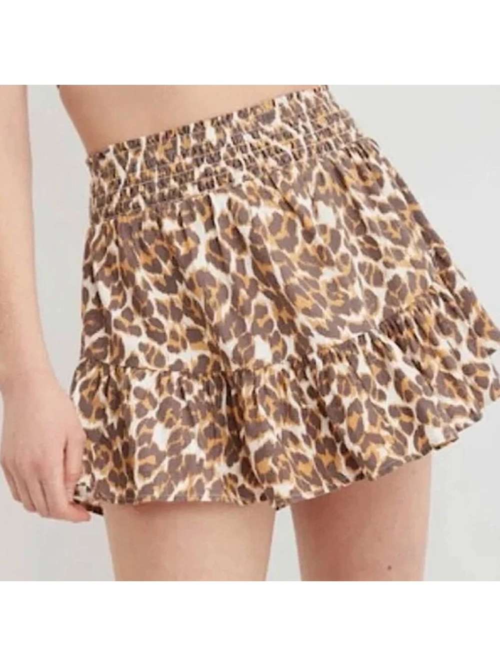 aerie Leopard Print Mini Skirt in Brown and Tan